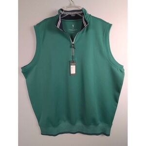 Fairway & Greene Caves 1/4 Zip Vest Mens Large Fir Green Navy F&G Tech K31510